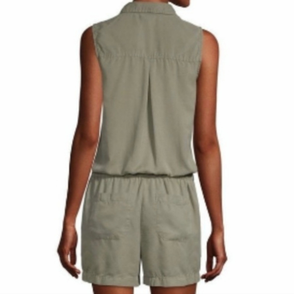 A.N.A. Sleeveless Button Down Belted Shorts Romper Sage Green 1X - Picture 13 of 13
